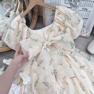 ĐẦM BABYDOLL HOA PHỐI NƠ LƯNG