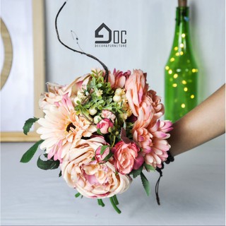 Hoa giả, Bó hoa hồng cầm tay, trang trí cắm bình sứ, thủy tinh, bình gỗ Góc decor