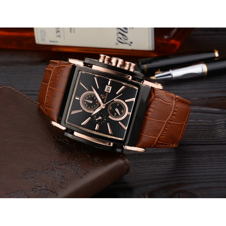 Đồng Hồ Nam Mặt Vuông Cao Cấp - Đồng Hồ Nam BADACE 251 Mặt Vuông Sang Trọng Đẳng Cấp - Tặng Kèm Vòng Tay Phong Thủy 150k
