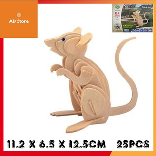 Đồ Chơi Lắp Ghép Gỗ 3D Con Chuột An Toàn Cho Bé