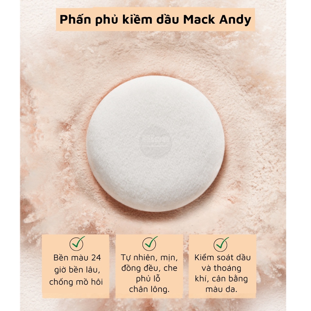 Phấn Phủ Trang Điểm Kiềm Dầu Kháng Nước Mack Andy