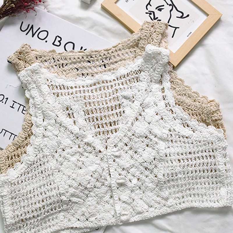 Áo Khoác Len Cardigan Sát Nách Cổ Chữ V Màu Trơn Đính Nút Họa Tiết Hoa Kiểu Pháp Thời Trang Cho Bạn Gái