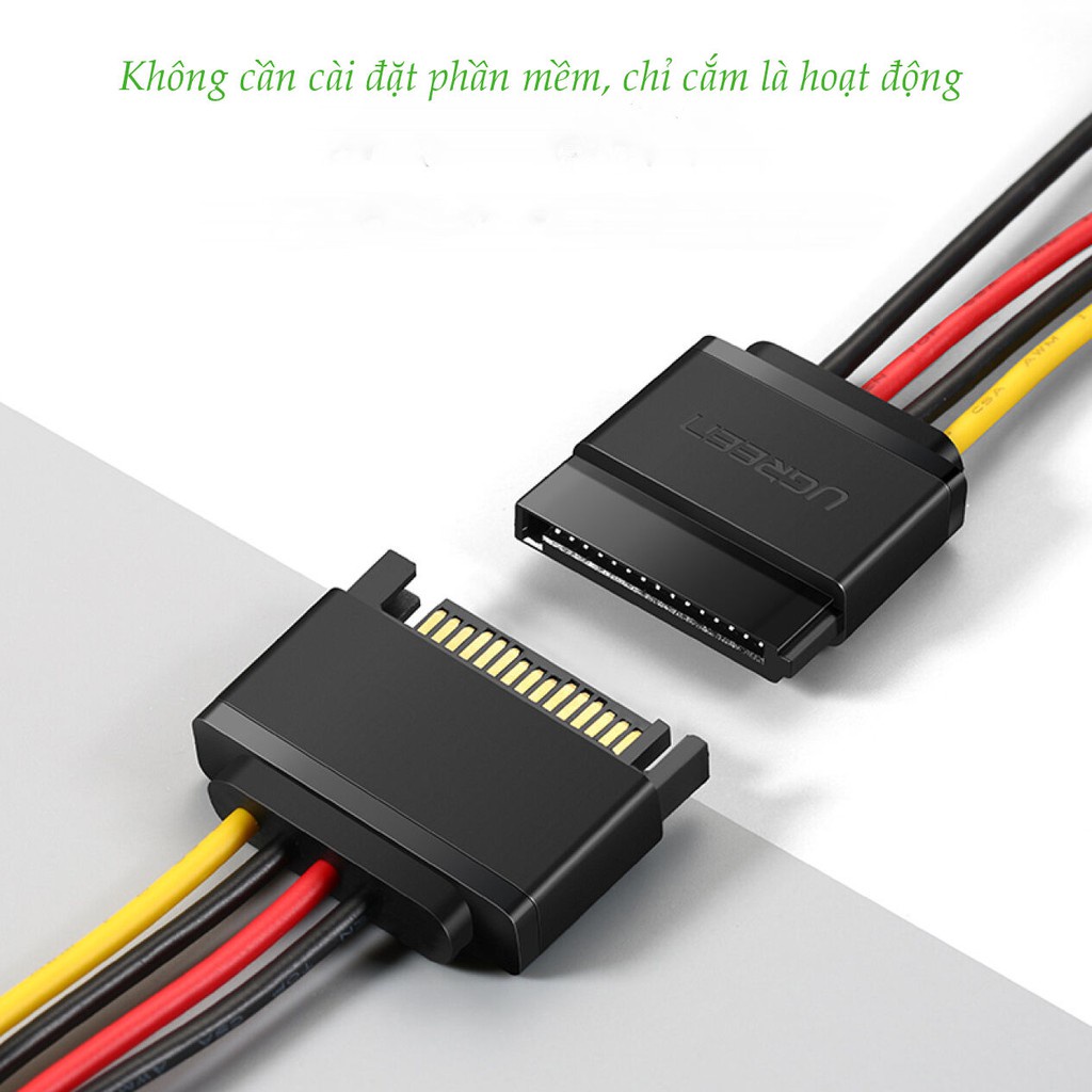 Cáp nối nguồn SATA 15Pin UGREEN US283 kết nối nguồn điện máy tính với ổ cứng Serial ATA, SSD, ổ đĩa quang, đầu ghi DVDB