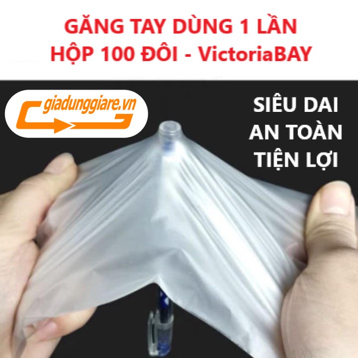 Hộp 100 Găng tay cao su VictoriaBay làm bếp vệ sinh siêu dai chất liệu TPE không mùi (Đủ SIZE : L-M-S)