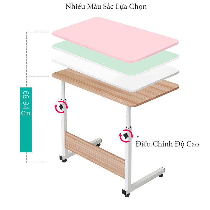 Bàn làm việc di động Newlife 60x40cm khuyết mặt chất liệu gỗ có khe cắm điện thoại máy tính bảng chỉnh cao thấp | BigBuy360 - bigbuy360.vn