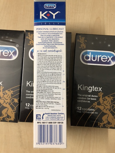 [COMBO] Mua 3 hộp bcs Durex Kingtex - 36 cái TẶNG 1 Gel KY 50g