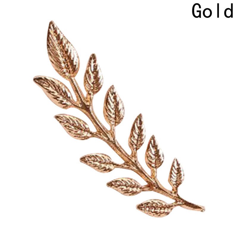 Bộ 2 khuy cài cổ áo hình cành lá màu vàng