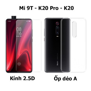 Bộ ốp lưng dẻo và kính cường lực Trong Suốt cho Redmi K20 - Redmi K20 Pro - Mi 9T