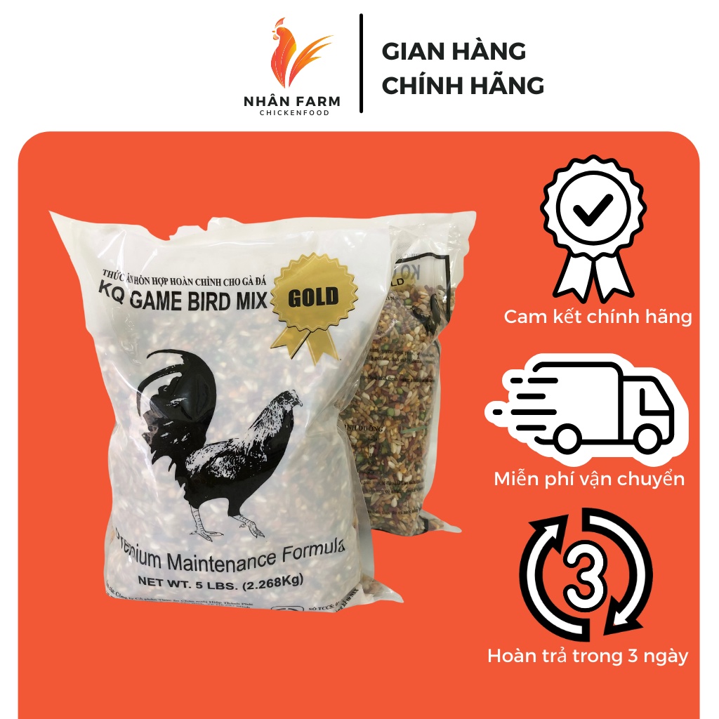 Thức ăn gà đá, Ngũ cốc cho gà đá KQ Game Bird Mix Gold gói 2KG