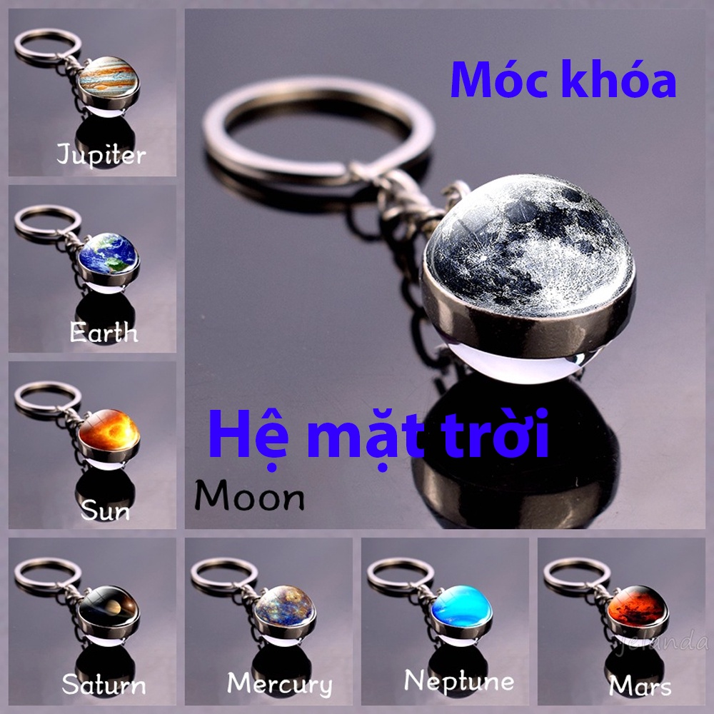 Móc khóa hình cầu hai mặt phong cách các hành tinh hệ mặt trời sáng tạo