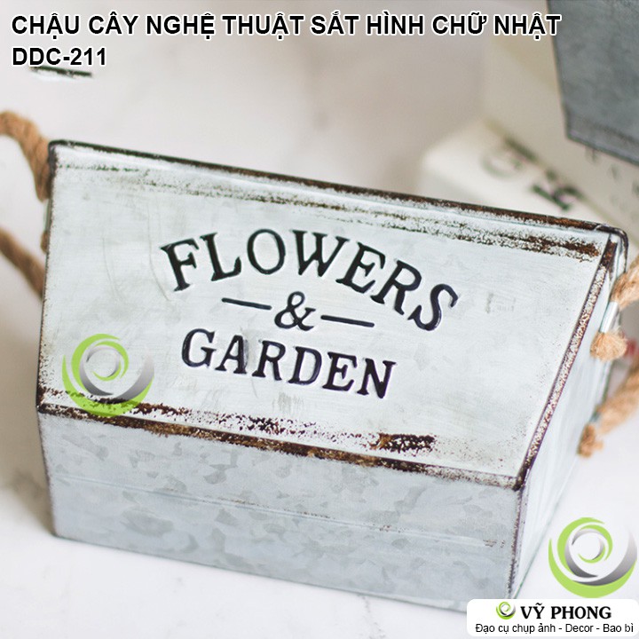 CHẬU CÂY NGHỆ THUẬT SẮT CHẬU HOA SẮT HÌNH VUÔNG VINTAGE TRANG TRÍ CHỤP HÌNH DECOR ĐẠO CỤ CHỤP ẢNH SẢN PHẨM INS DDC-211