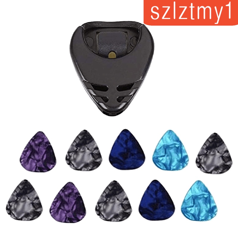 [Thunder] 10pcs Guitar Picks & Guitar Pick Holder Easy to Paste on the Guitar