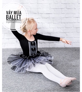 Váy múa ballet 3 nơ cao cấp (tím, đen)