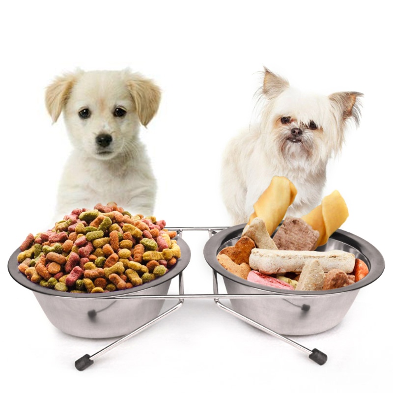 Tô Đôi BằNg ThéP Không Gỉ Để ĐựNg ThứC Ăn Cho Chó MèO TiệN DụNg