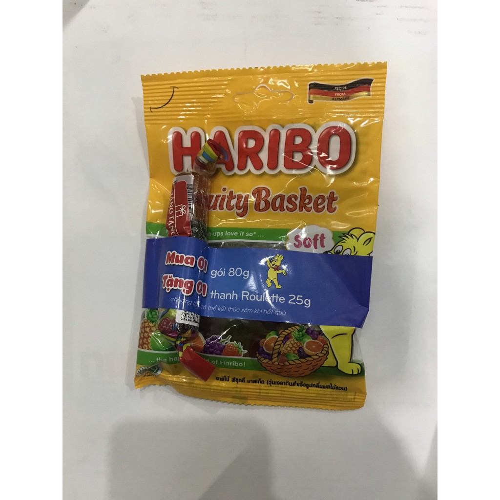 Sale HOT! Mua một kẹo dẻo Haribo 80g tặng 1 thỏi haribo roulette 25g nhập khẩu Đức