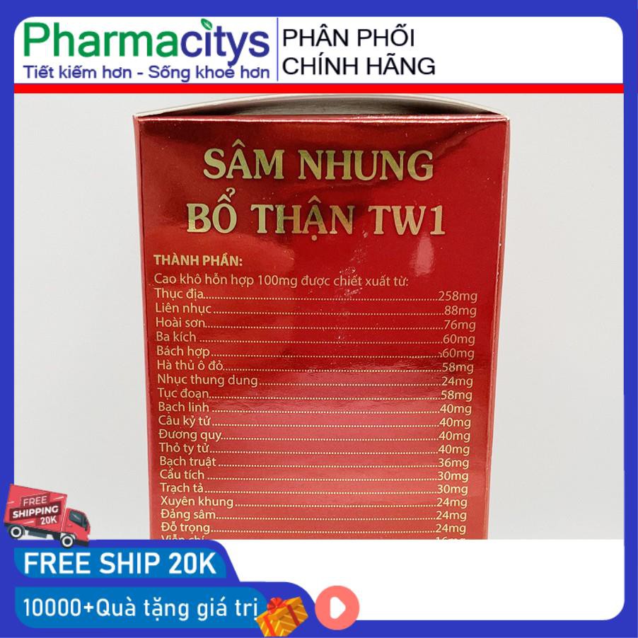 Viên uống Sâm Nhung Bổ Thận TW1 tăng cường sinh lý nam, bổ thận, tráng dương - Hộp 30 viên