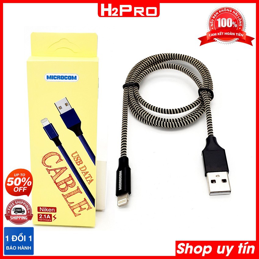 Dây sạc Iphone Microcom USB Data Cable NIKEN NK5 H2Pro, Cáp sạc bọc dù chống đứt dài 1m hoặc 2m