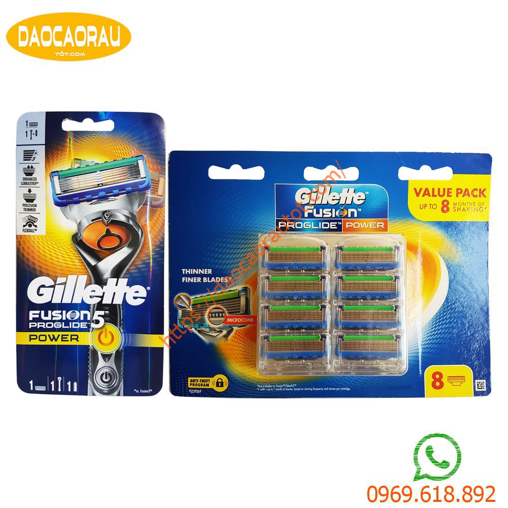 Bộ dao cạo râu 5 lưỡi Gillette Proglide5 Power (1 cán + 9 đầu cạo)