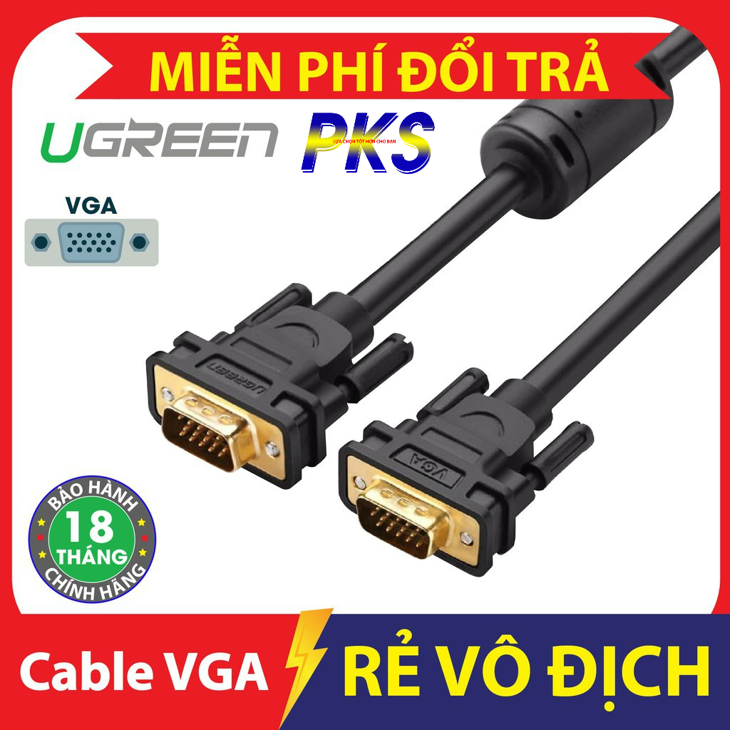 Cáp VGA đầu mạ vàng dài 3m cao cấp chính hãng Ugreen UG 11631