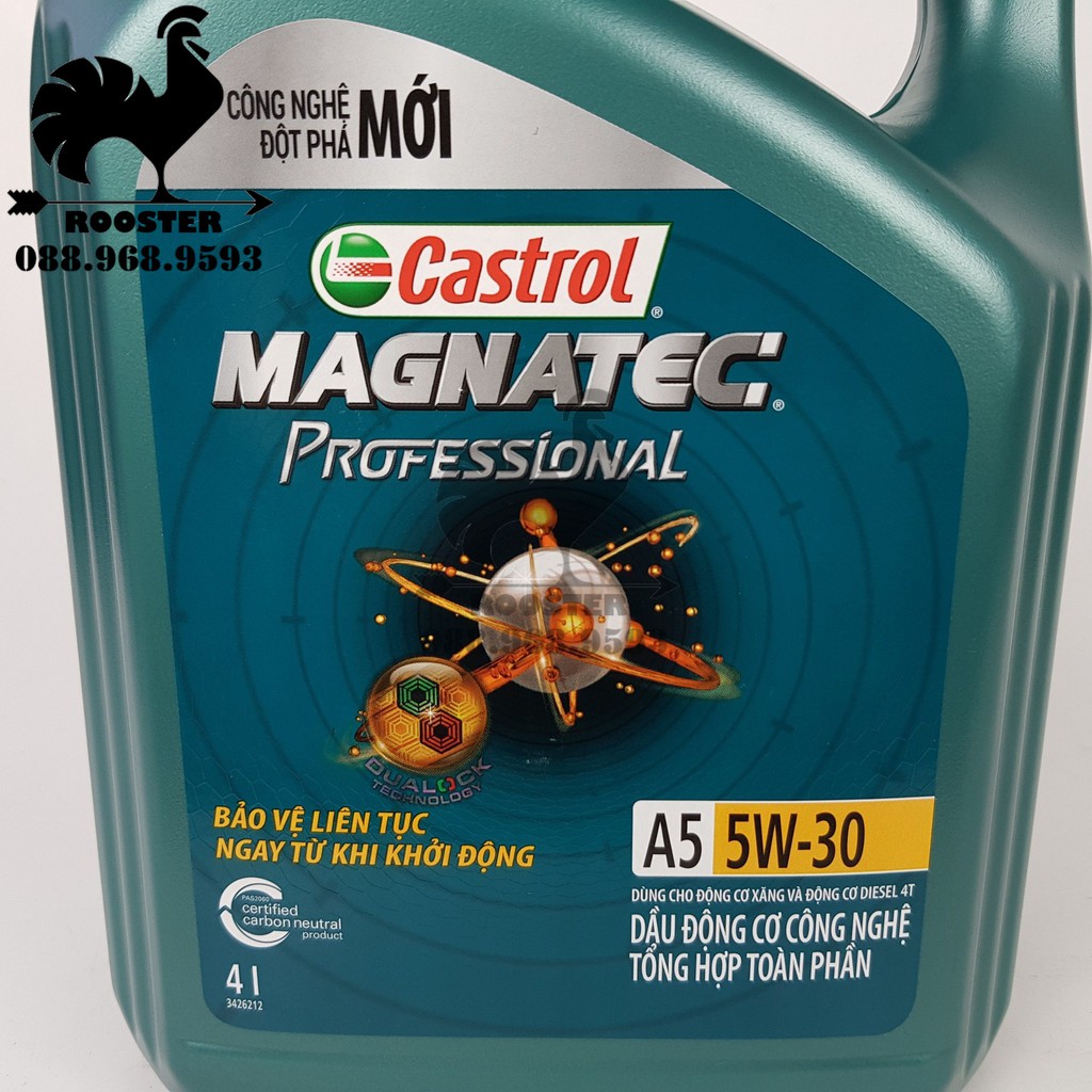 [Hàng chính hãng] Dầu nhớt động cơ Castrol 5W30 tổng hợp toàn phần 5W30 - Castrol Magnatec Professional (4L) - Phụ tùng 