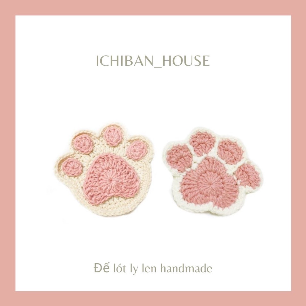 Đế lót ly bằng len handmade hình chân thú đáng yêu