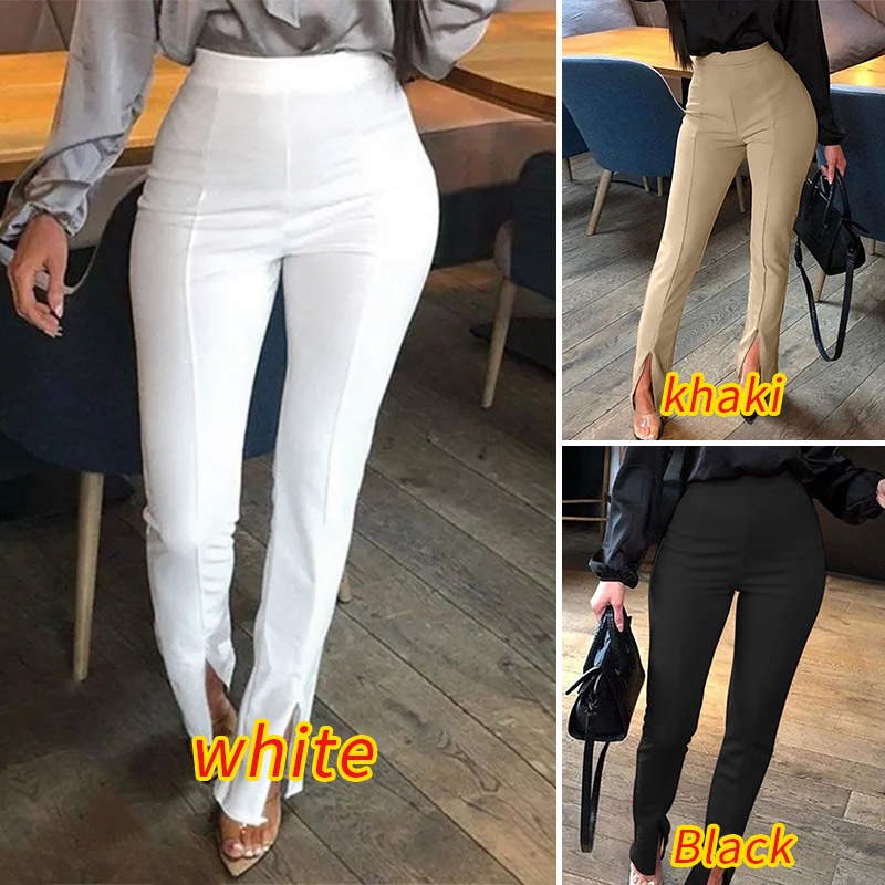 Quần dài Zanzea lưng cao xẻ tà phong cách châu Âu thiết kế thời trang cho nữ