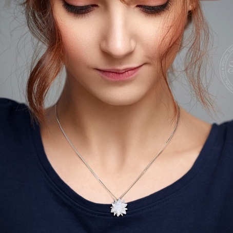 Dây chuyền nữ mạ bạc 925 hình bông tuyết 3d chính hãng trang sức bạc CINLA DC030