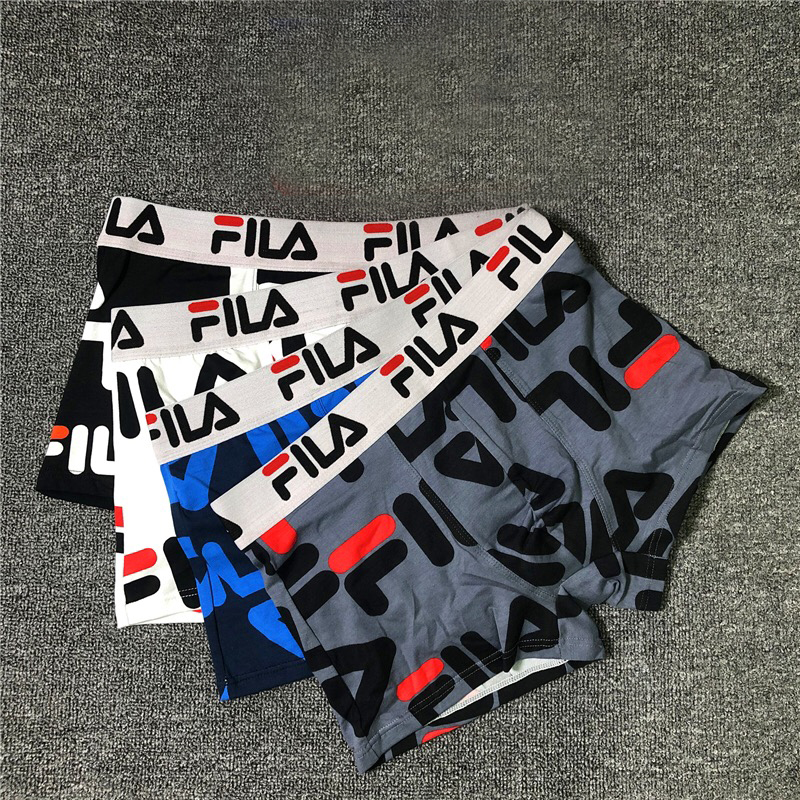 Quần lót Boxer vải cotton thoáng khí in họa tiết FILA thời trang cho nam