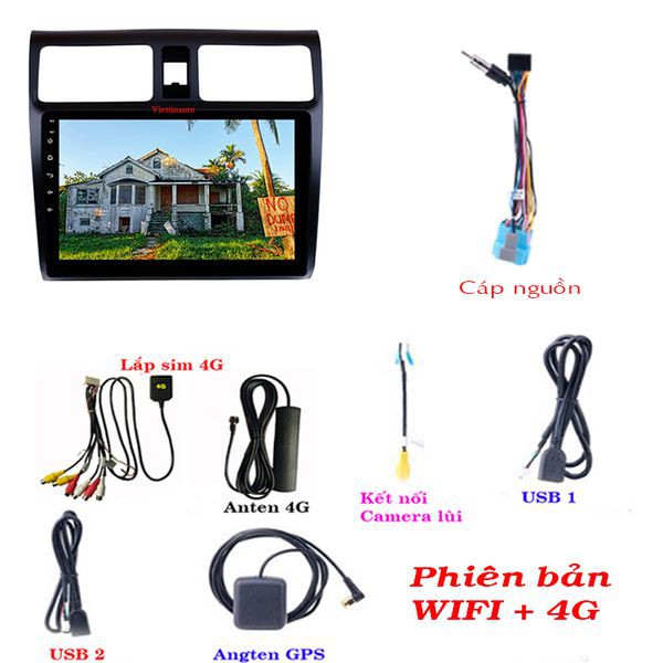 Màn hình Android 10 In Suzuki Swift  có GPS dẫn đường ra lệnh bằng giọng nói 2003 -2010