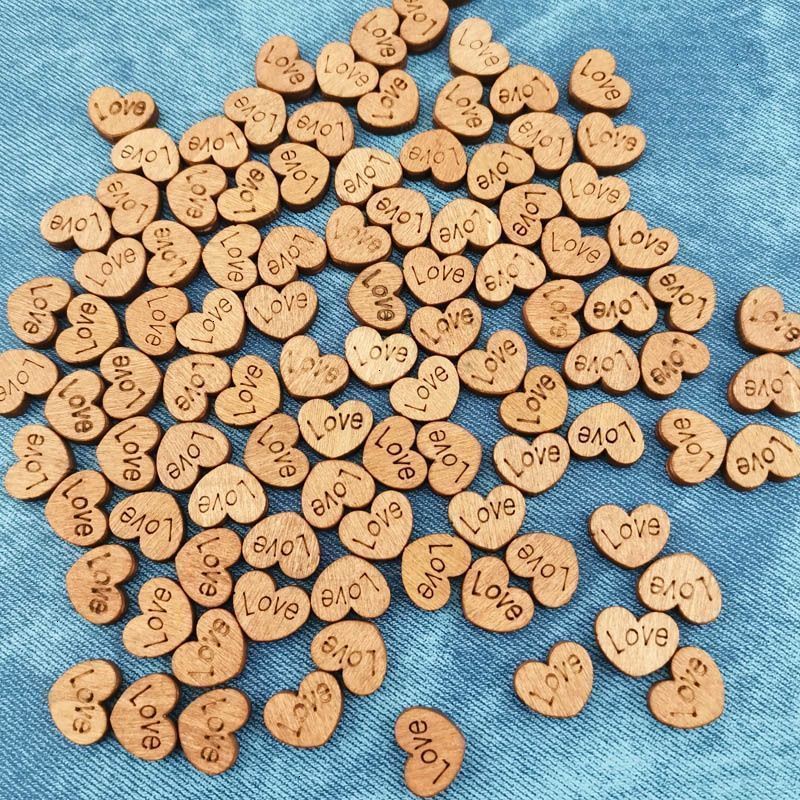 Set 100 Nút Gỗ Hình Trái Tim 14mm Làm Đồ Thủ Công Cho Bé