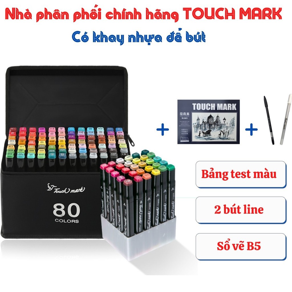 Bộ Bút Màu Maker TOUCH MARK 💕  Túi Vải Bộ 30/40/60/80 Màu, Dùng Để Tô Màu, Vẽ Anime, Highlight, Take Note Có Đế