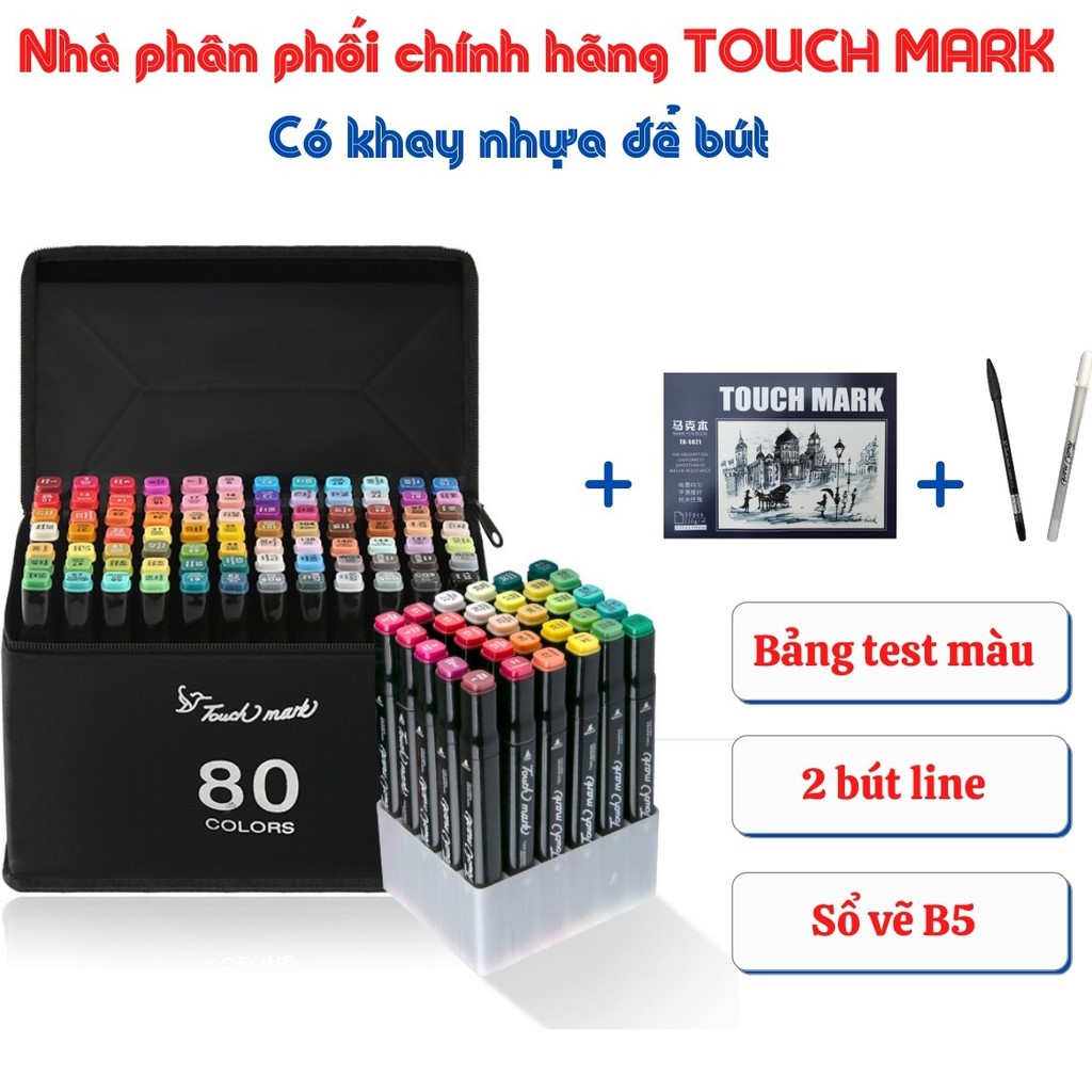 Bộ Bút Màu Maker TOUCH MARK 💕 Túi Vải Bộ 30/40/60/80 Màu, Dùng Để Tô Màu, Vẽ Anime, Highlight, Take Note Có Đế