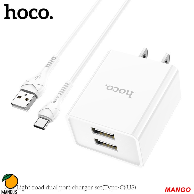 Bộ sạc nhanh HOCO C89 Củ sạc 2 cổng USB tối đa 2.1A kèm dây sạc dài 1m dùng cho tất cả điện thoại