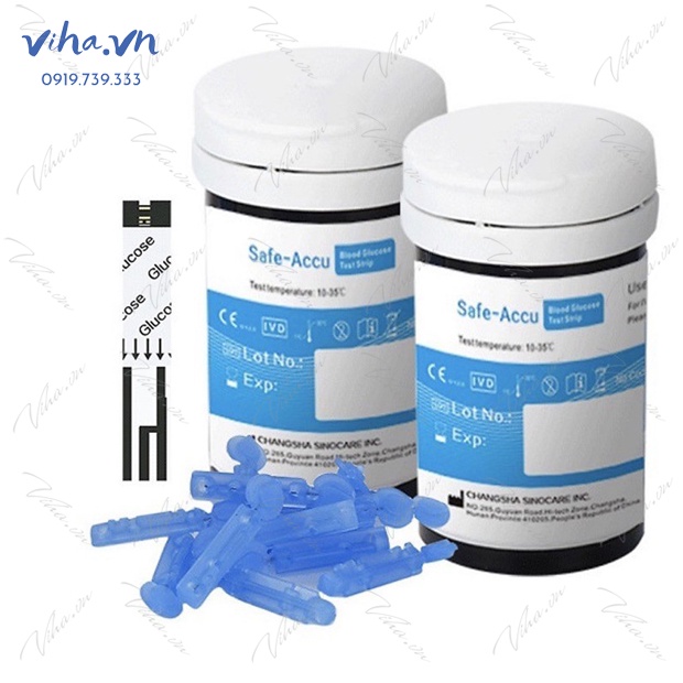 Que Thử Đường Huyết Sinocare Safe Accu Hộp 50 Que + 50 Kim Lấy Máu