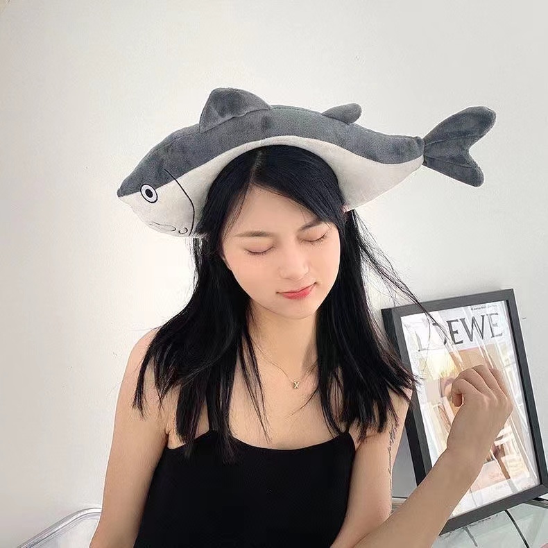 Băng Đô Cài Tóc Hình Cá Ướp Muối Lớn Dễ Thương Sáng Tạo Vui Nhộn Thời Trang Rửa Mặt Cho Bé Gái