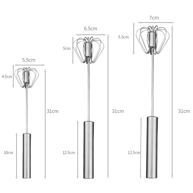 Dụng Cụ Đánh Trứng Bán Tự Động Bằng Thép Không Gỉ 33cm 40cm 47cm