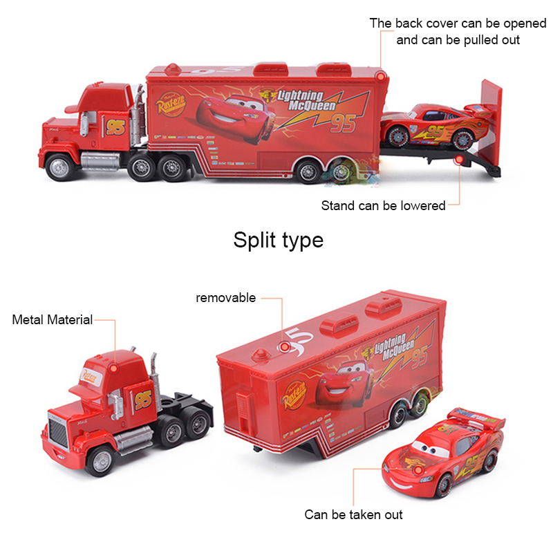 Disney Pixar Cars 2 Lightning McQueen &amp; Mack Truck 1:55 Diecast Toy Loose New