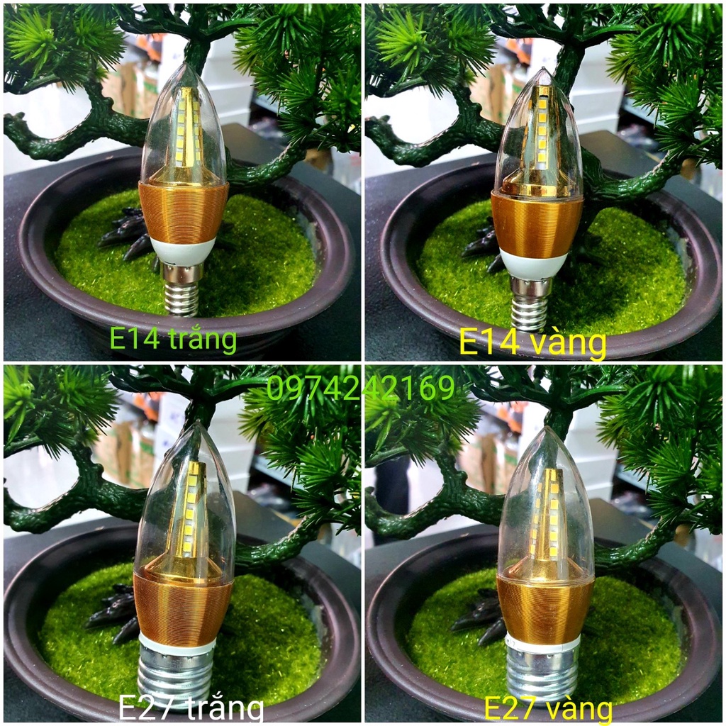BÓNG ĐÈN NẾN 5w DÙNG CHO ĐÈN CHÙM ĐUÔI E14 VÀ E27
