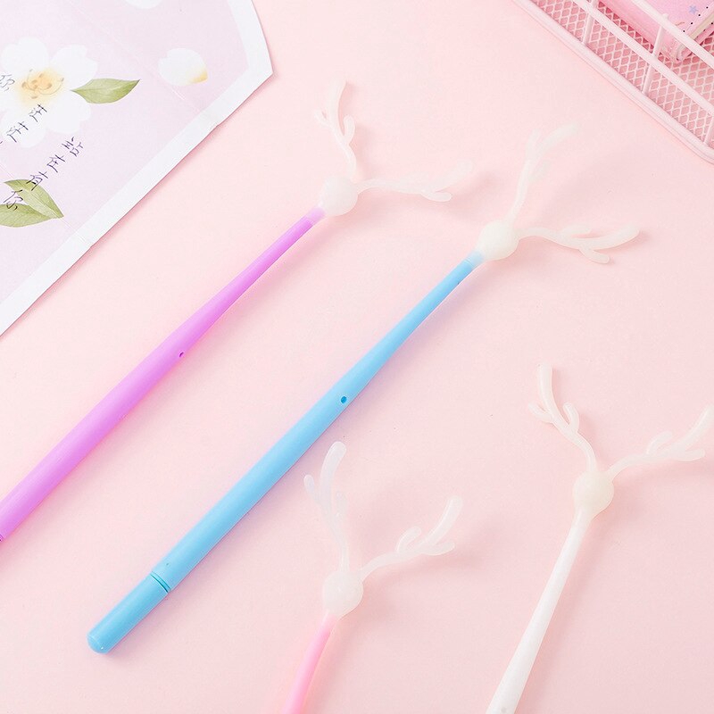 1 Chiếc Reindeer Nhung Tạo Kiểu Sáng Tạo Ánh Sáng Ban Ngày Đổi Màu Bút Gel Đen 0.5 Mm Sinh Viên Văn Phòng Phẩm Kawaii Đồ Dùng Học Tập