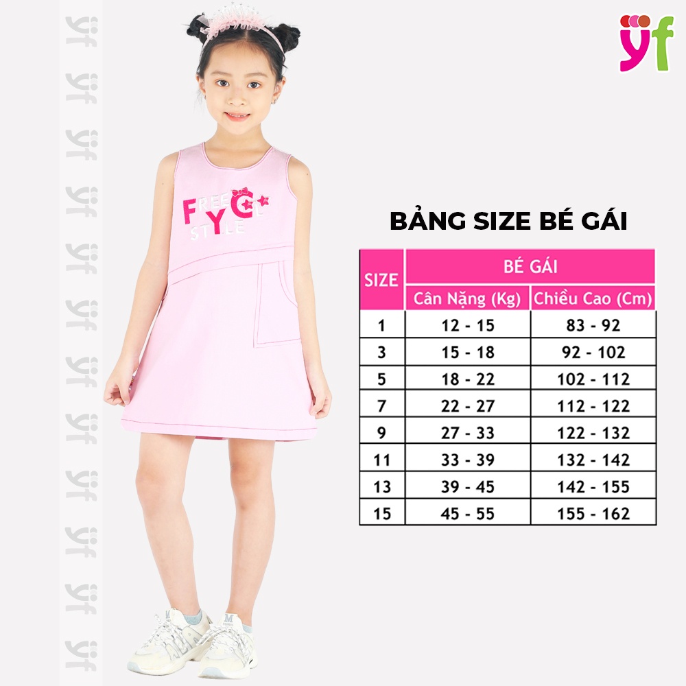 Đầm Suông Cho Bé Thêu Free Style sát nách, Hiệu YF YDX006-1