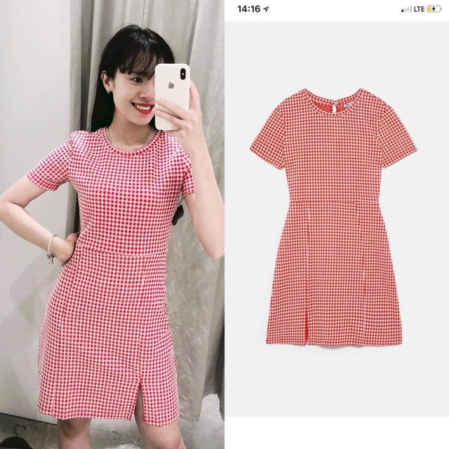 Váy zara đỏ hồng