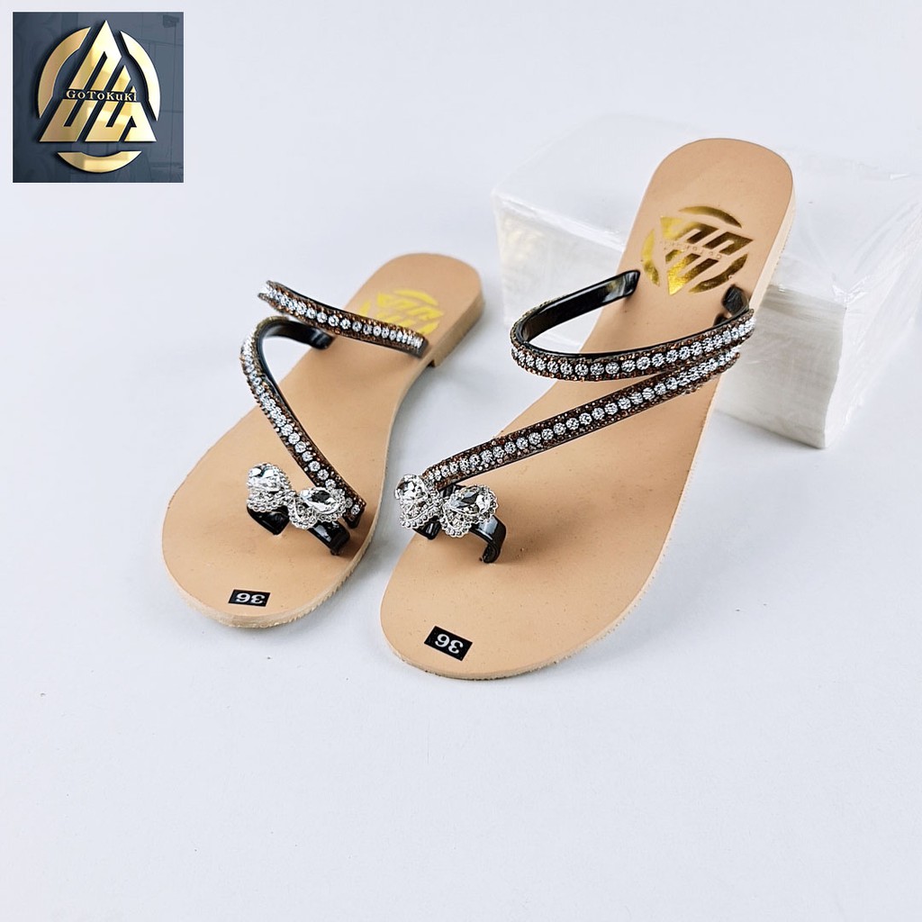 Dép nữ xỏ ngón đính đá thời trang cao cấp GoToKuKi siêu dễ thương DB_05