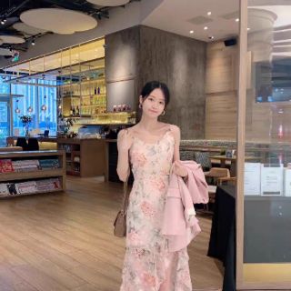 Đầm voan hoa 2 dây