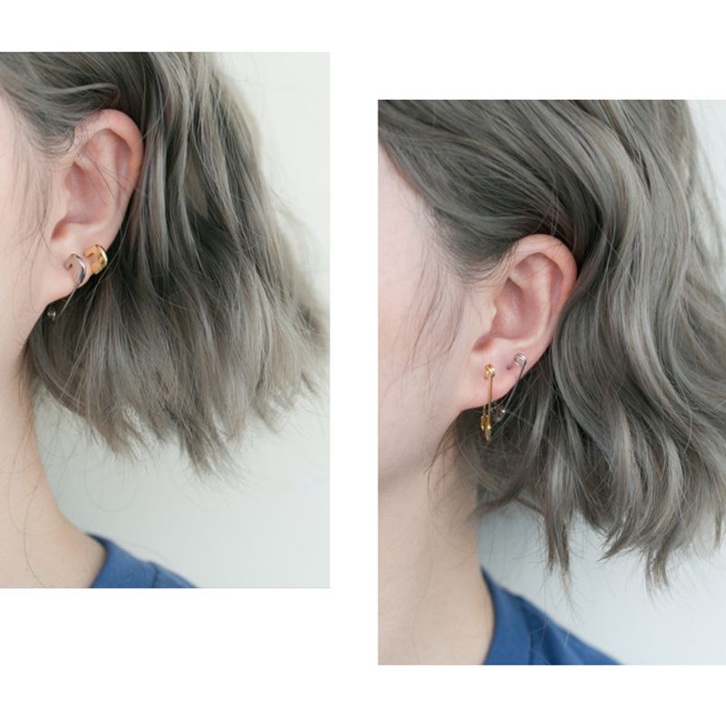 1 Cặp Bông Tai Hình Kim Ghim Bằng Bạc Sterling An Toàn Phong Cách Hàn Quốc