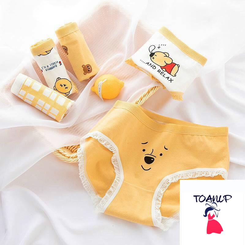 Quần lót cotton nữ gấu vàng kute ( có size)