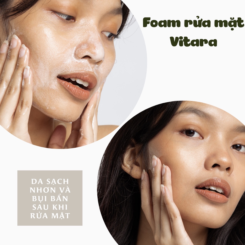 Sữa rửa mặt sáng da Vitara Deep Cleansing Foam loại bỏ dầu, bụi bẩn, lớp trang điểm, ngừa mụn, giữ ẩm 100g