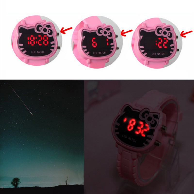 Đồng hồ đèn LED hình Hello Kitty chống nước cho bé