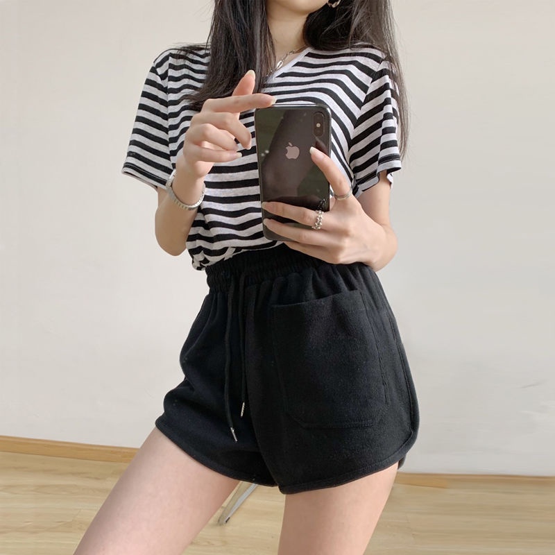 COZOK Quần Short Lưng Cao Ống Rộng Kiểu Hàn Quốc Dễ Phối Đồ