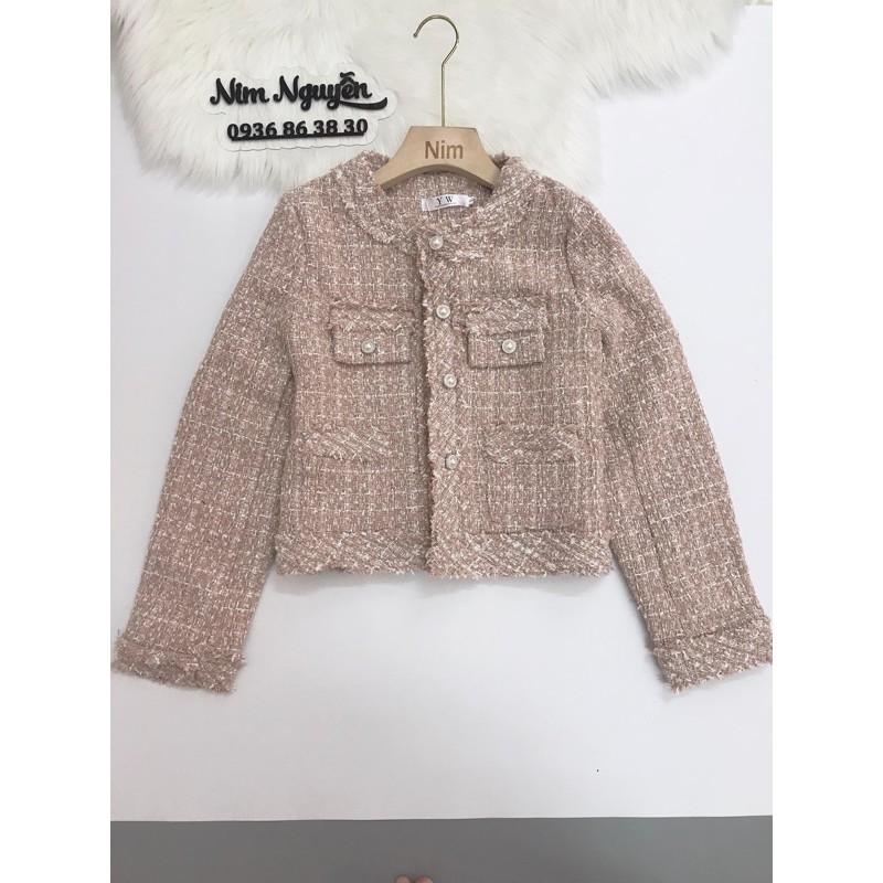 [HÀNG ORDER] Áo khoác dạ tweed hồng nhạt, áo dạ tweed nữ hàng Quảng Châu | BigBuy360 - bigbuy360.vn