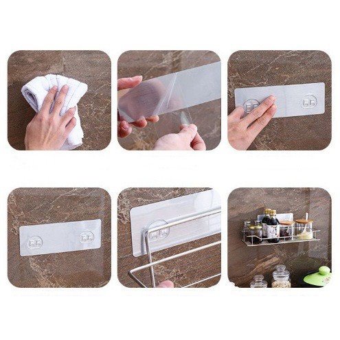 Kệ dán tường nhà tắm inox304 có thêm móc treo tiện lợi, giá để gia vị inox-KT40cm